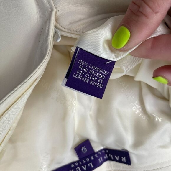 Vintage Ralph Lauren Collection Lambskin Leather Pants Size 10 Cream Union USA - Picture 9 of 12